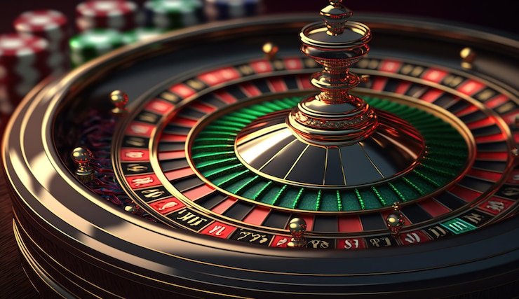 Hasil roulette dengan nomor pemenang ditampilkan di layar waslot